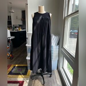 Everlane Classic Sleevless Black Tiered Dress, Sz Large